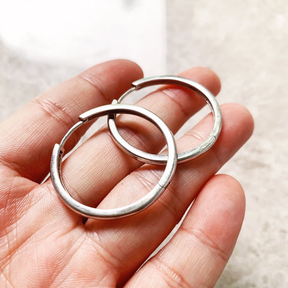 Creole Hinged Hoop Earrings Large,Europe Style Glam Trendy Fine Jewerly For Women Men Gift In 925 Sterling Silver