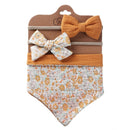 3Pcs/Set Cotton Baby Bib Bow Headband Adjustable Button Triangle Saliva Towel Print Infant Boy Girl