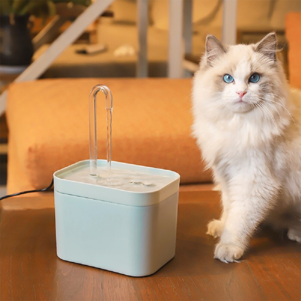 1.5 L Automatic Cat Water Dispenser Feeding with Filter Sponge Transparent Swan Neck Water Outlet Flowing Fountain Drinking Bowl - anconmall