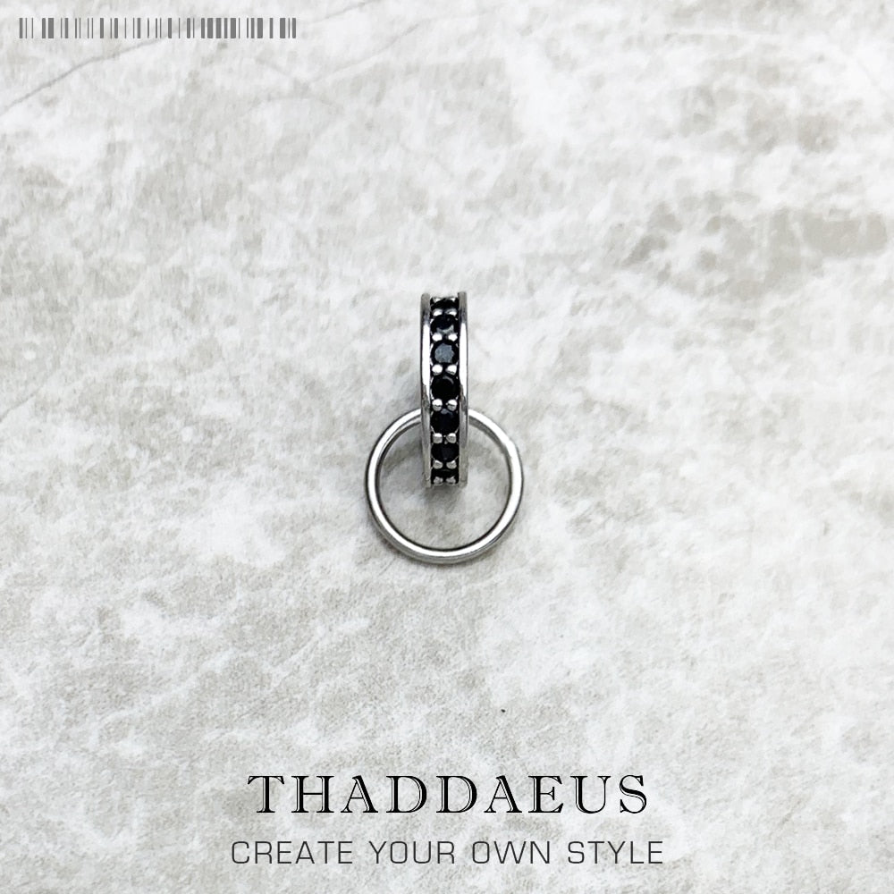 Black CZ Charms Carriers 925 Sterling Silver Fit Chain Necklace,2020 Summer Brand New Europe Vintage Jewelry Gift For Women