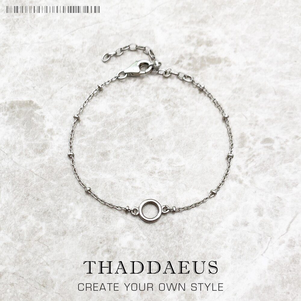 Round Eyelets Fine Charm Filigree Bracelets Link Chain 925 Sterling Silver Trendy Fashion Adjustable Jewelry Europe Women Gift