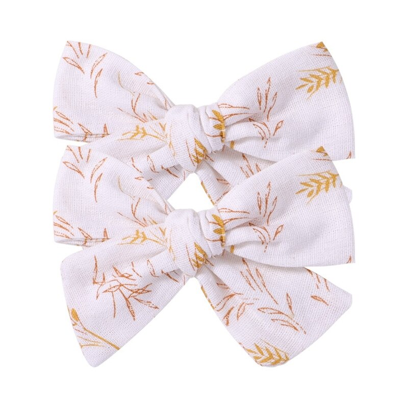 2Pcs Pastoral Vintage Floral Print Bowknot Hair Clips for Kids Baby Girls Cute Alligator Hairpins Barrettes Headwear