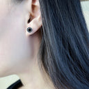 Round Black Small Stud Earrings Europe Style Fine Good Jewerly For Women Brand New Gift In Real 925 Sterling Silver