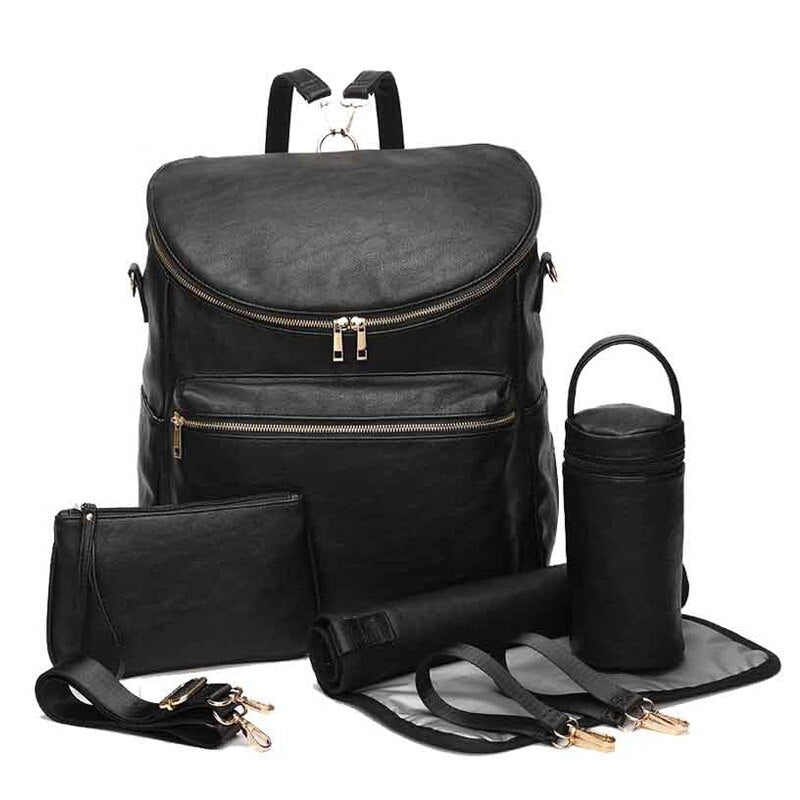 PU Leather Large Baby Diaper Bag Backpack,Travel Back Pack, Maternity Nappy Bag Changing Bags