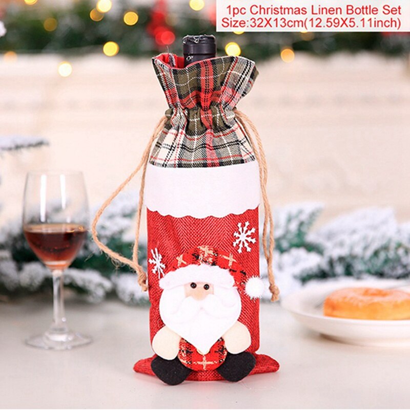 Christmas Bottle Cover Merry Christmas Decorations for Home 2022 Christmas Ornaments Navidad Noel Xmas Gift Happy New Year 2023
