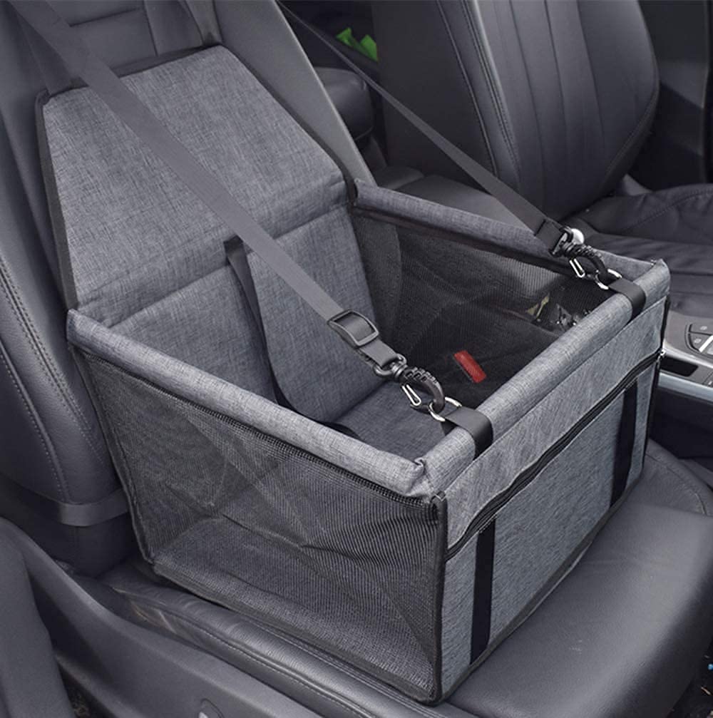 Sturdy PVC Support Tube Pet Booster Seat Anti-Collapse Small Pet Car Basket for Carrying Pet Dogs and Cats with Safety Seat Belt