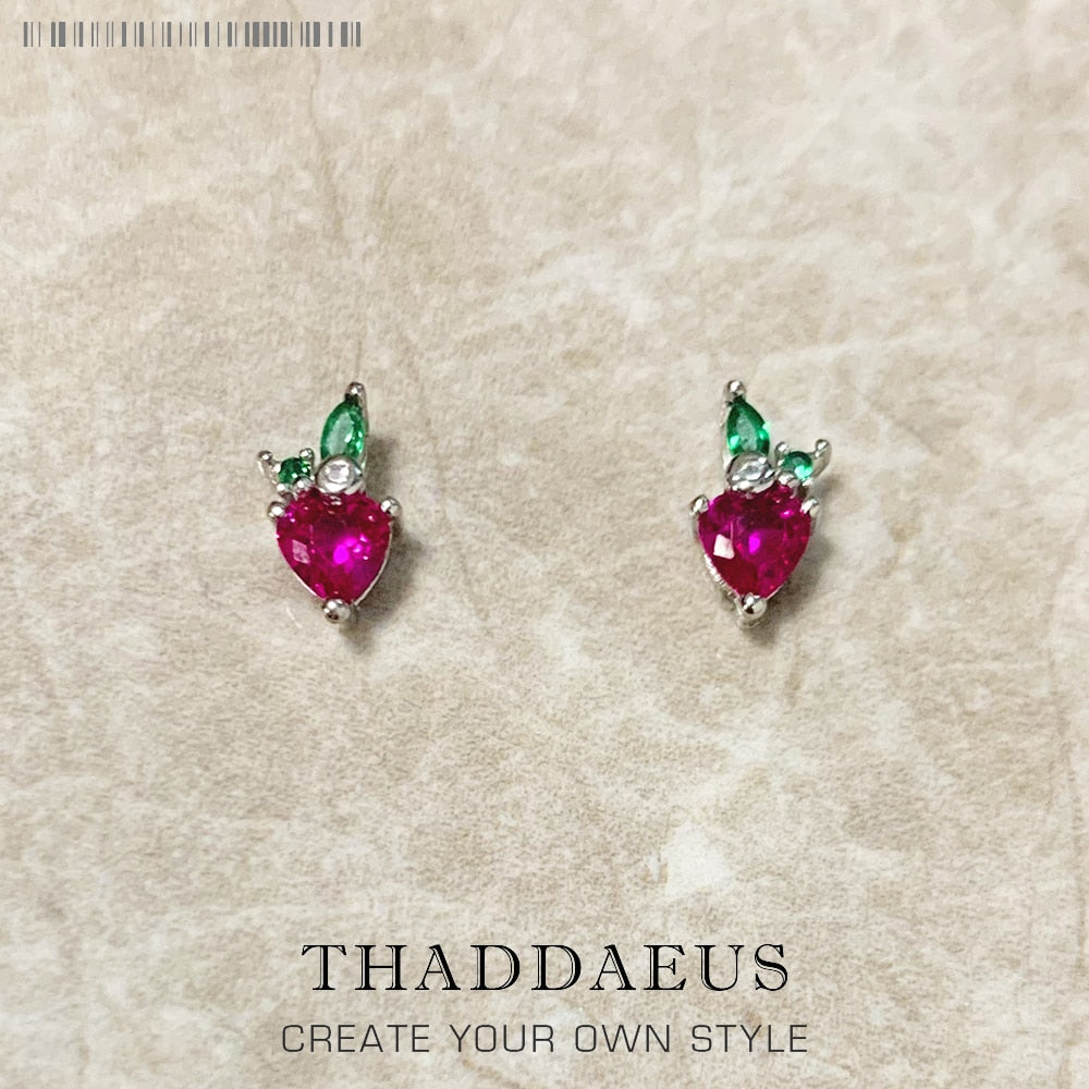 Stud Earrings Strawberry,2022 Summer New Stylish Gift In 925 Sterling Silver Cute Sweet Fine Jewerly For Women