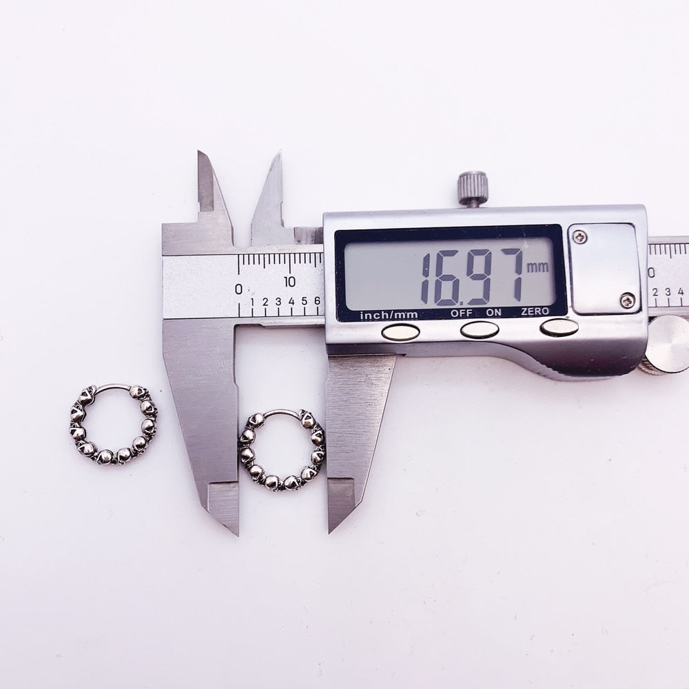 Creole Skulls Hinged Hoop Earrings Europe Style Punk Fashion Jewelry For Women Men Gift In Solid 925 Sterling Silver