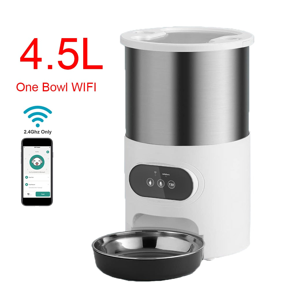 Smart APP Pet Feeder Cat And Dog Food Automatic Dispenser Stainless Steel Bowl Cats And Dogs With Recording Timing Feeding