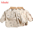 hibobi Baby Long Sleeved Bibs Children Toddler Bibs Art Crafts Waterproof Mealtime Protection Washable Easy Clean Smock for Kid