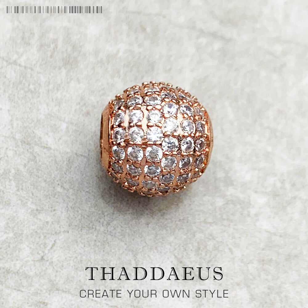 Beads Pink Pave Rose Gold Color Charm Brand New Europe Jewelry Accessories 925 Sterling Silver Gift For Women