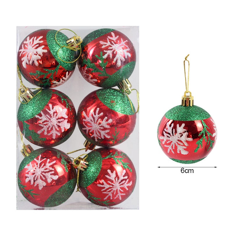 6Pcs/box 6cm Christmas Ball Ornaments Xmas Tree Hanging Pendant Christmas Decorations for Home 2023 Navidad Natal New Year Gift