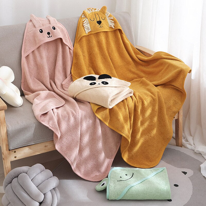 Baby Bathrobe Baby Girls Cartoon Hooded Bathrobe Children Toddler Cotton Bathing Towel Robes Cute Baby Sleepwear Clothing