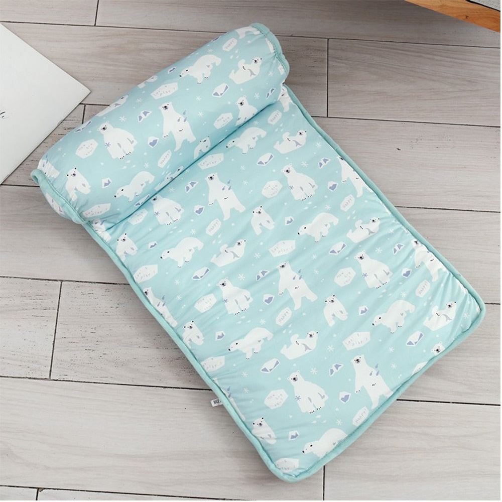Dog Beds Cartoon Dog Cat Mat Square Plus Pillow Pet Supplies Deep Sleep for Small Large Dog Comfortable Sleep Bag Soft Non Slip