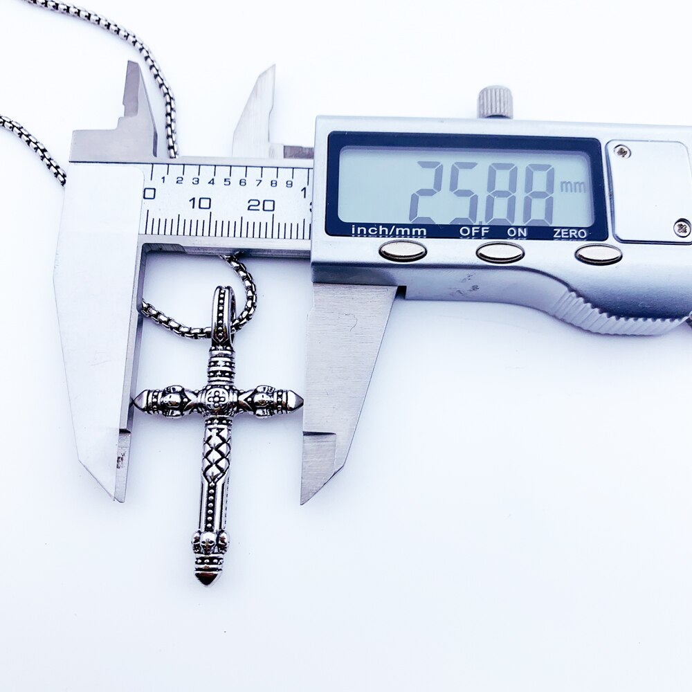 Cross Black Link Necklace,Brand New Chain Fashion Jewelry Europe Rhodium Plated Rebel Bijoux Gift For Men & Women