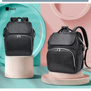 PU Leather Backpack 5-Piece Baby Diaper Bag Solid Color Mommy Maternity Bag Large Capacity Travel Stroller Bag with Diaper Bed