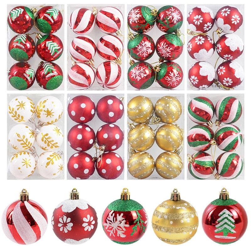 6Pcs/box 6cm Christmas Ball Ornaments Xmas Tree Hanging Pendant Christmas Decorations for Home 2023 Navidad Natal New Year Gift