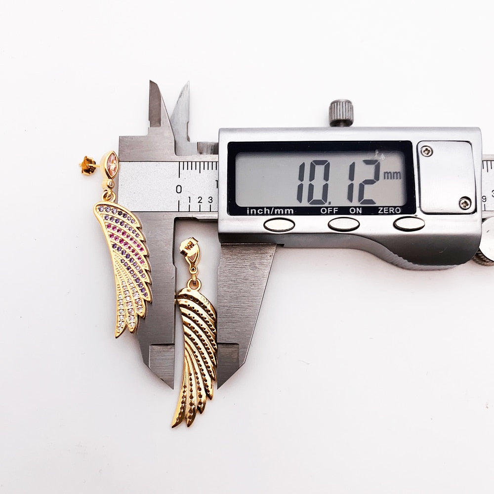 Earrings Gold-Coloured Hummingbird Wing Jewelry For Women New Statements Gift In Pure Sterling Silver 925