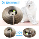 Magic Accordion Cat Corrugated Scratching Board with Bell Round Magnetic Suction Deformable Cat Grinding Claw Decompression Toy - anconmall