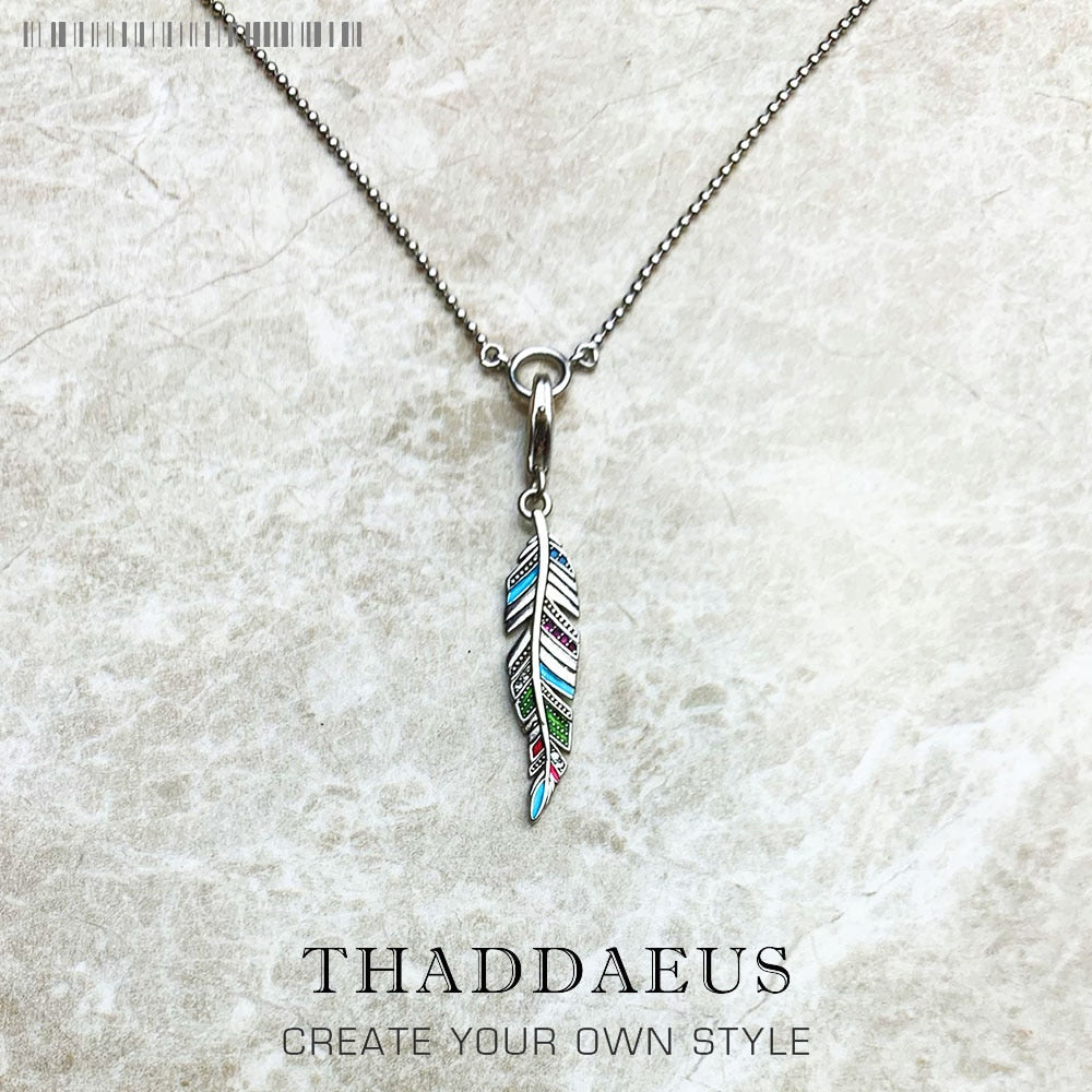 Necklace Ethnic Feather Summer Brand New Eye-Catching Fine Jewelry Europe 925 Sterling Silver Bohemia Gift For Women