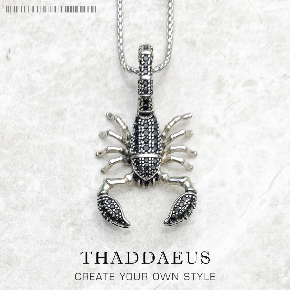 Scorpion Link Chain Necklace,925 Sterling Silver Fashion Jewelry Europe Style Rebel Gift For Men & Women Friend