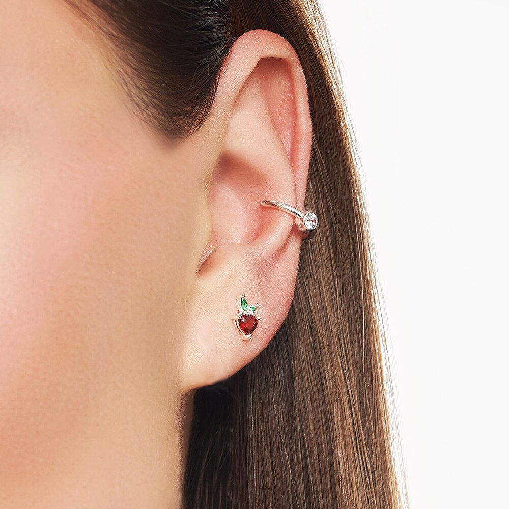 Stud Earrings Strawberry,2022 Summer New Stylish Gift In 925 Sterling Silver Cute Sweet Fine Jewerly For Women