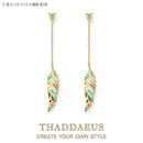 Colourful Nonchalance Feather Drop Earrings Fine Jewelry For Women Brand New Summer Real Sterling Silver 925 Gift