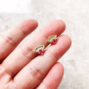 Watermelon Gold Stud Earrings,Europe Bohemia Glam Fine Jewerly For Women Sweet And Stylish Gift In 925 Sterling Silver