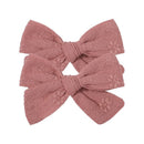 2Pcs/Set Sweet Floral Embroidery Solid Color Bowknot Hair Clips for Kids Baby Girls Alligator Hairpins Headwear Toddlers Hair