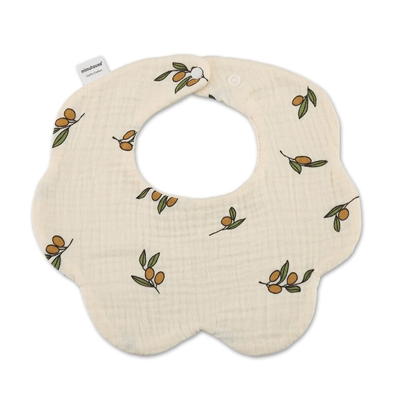 Baby Bibs Super Soft Cotton Gauze Baby Drooling Bibs Newborn Baby Saliva Towel Cute Print Petal Bib for Infants Toddlers