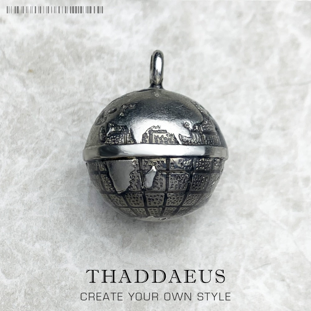 Pendant Gray Globe,Brand New Fashion Jewelry Europe 925 Sterling Silver Bijoux Necklace Accessories Gift For  Men Woman