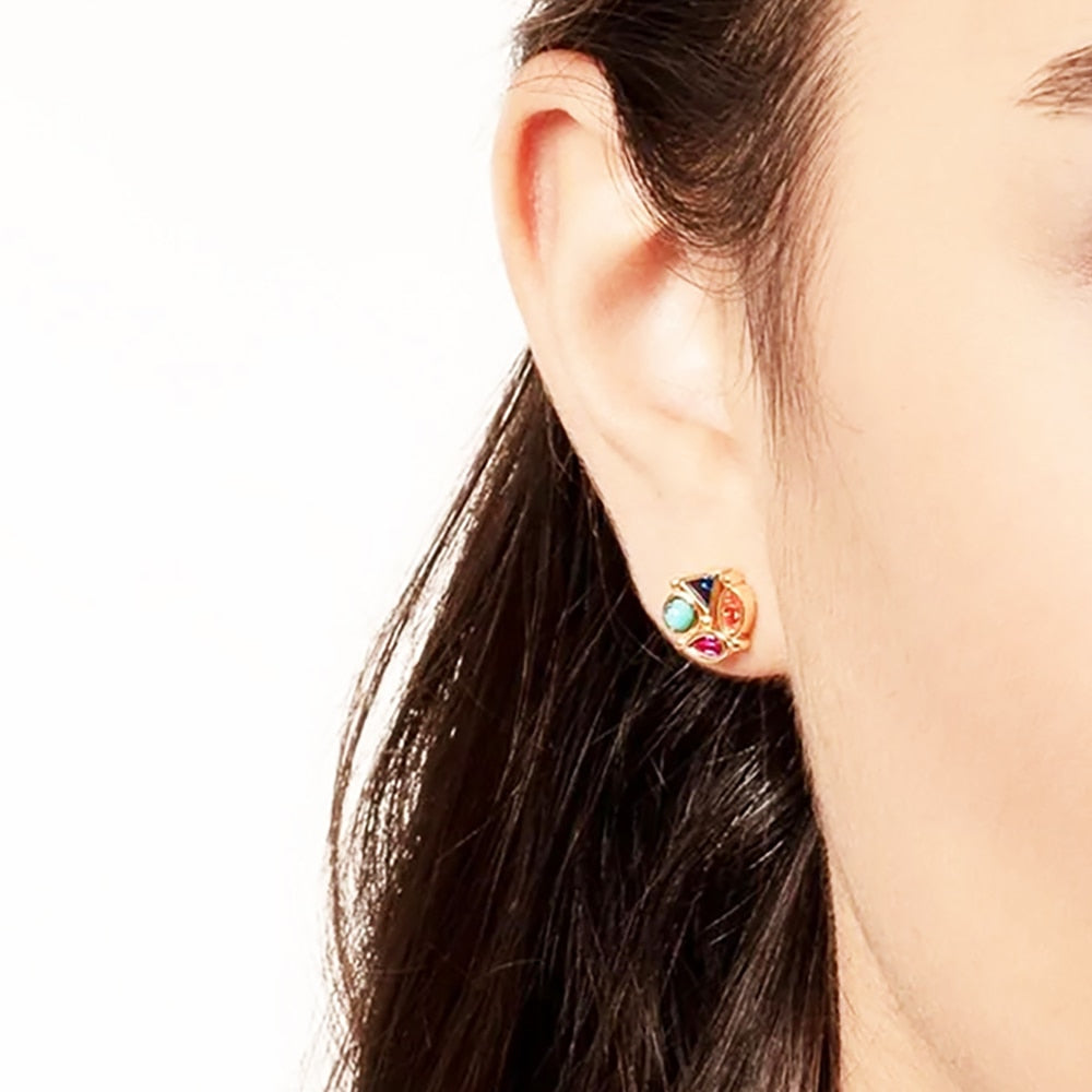 Ear Studs Colours in Paradisiacal Europe Bohemia Jewerly For Women New Gift In 925 Sterling Silver