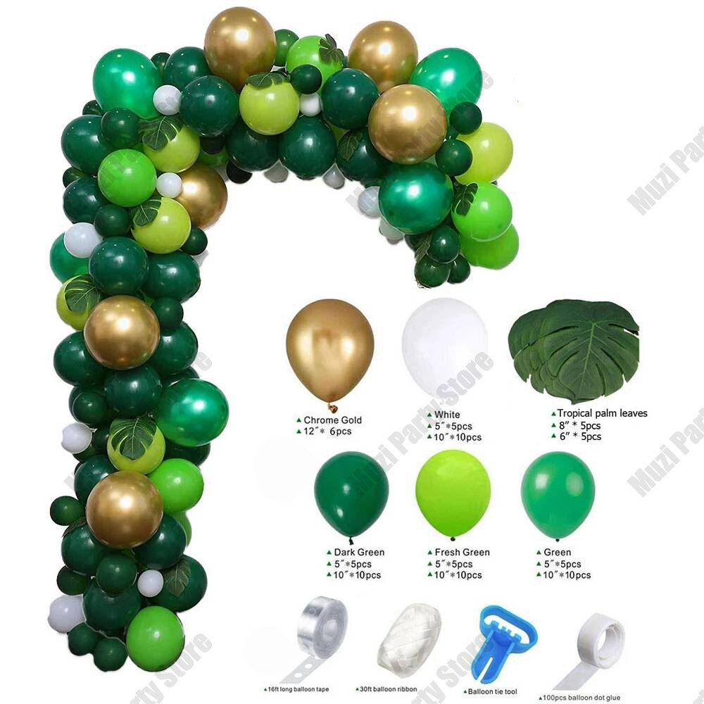 Avocado Green Balloons Garland Arch Kit Gold Confetti White Skin Balloons Set for Birthday Wedding Baby Shower Decor - anconmall