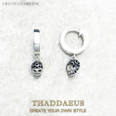 Hinged Hoop Earrings Skull Pave Gift In Real 925 Sterling Silver,Europe Style Rebel Punk Jewerly For Women Men