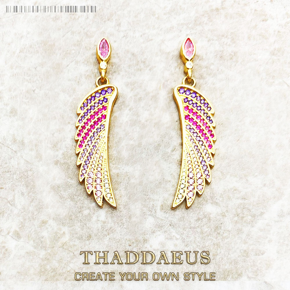 Earrings Gold-Coloured Hummingbird Wing Jewelry For Women New Statements Gift In Pure Sterling Silver 925