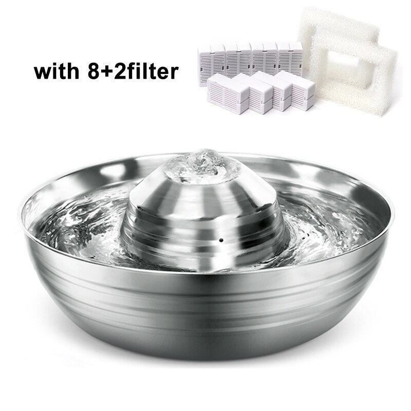 Stainless Steel Cat Water Fountain Automatic Super Quiet Pet Water Fountain Easy Clean Safe Pet Dogs Cats Bowl Water Dispenser