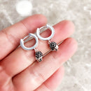 Hinged Hoop Earrings Skull Pave Gift In Real 925 Sterling Silver,Europe Style Rebel Punk Jewerly For Women Men