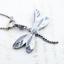 Charm Necklace Pink Dragonfly Winter Fashion Filigree New Jewelry Europe 925 Sterling Silver Gift For Women Girl