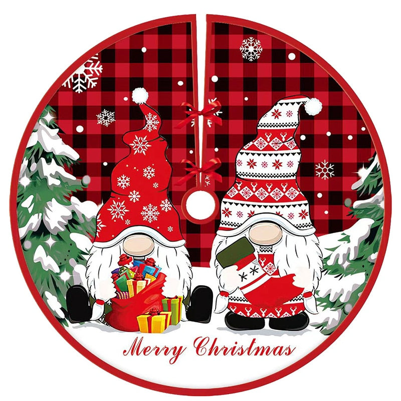 90cm Christmas Tree Skirt Santa Claus Snowflake Xmas Tree Carpet Ornament Merry Christmas Decoration For Home Noel New Year 2023
