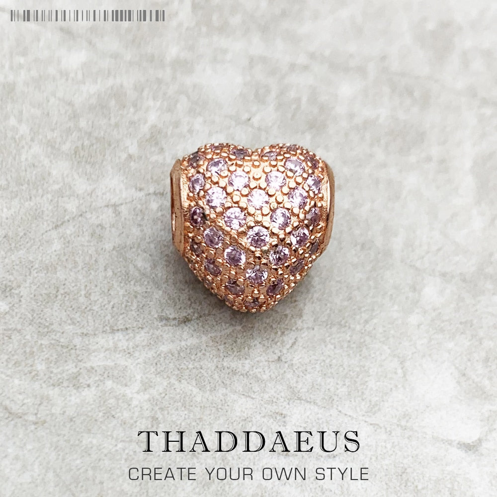 Rose Gold Heart Beads For Women Charms,New Trendy 925 Sterling Silver Jewelry &amp; Accessories