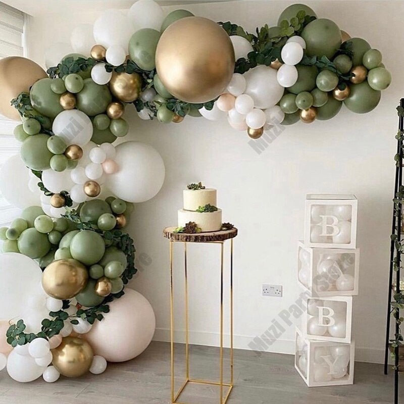 Retro Green Balloon Garland Arch Kit Wedding Birthday Balloons Decoration Party Balloons For Baby Shower Decor