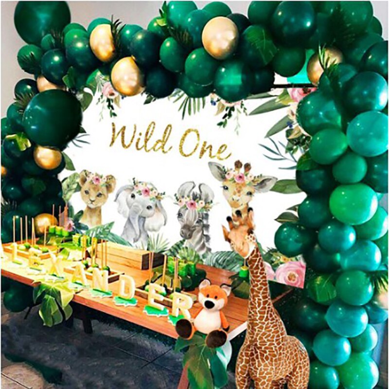 Birthday Party Needs Balloon Jungle Party Balloon Arch Green Balloon Decoration With Artificial Tropical Palm Leaves - anconmall