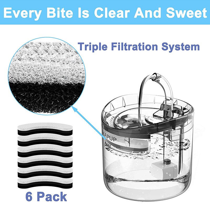 4/8/12PCS Cat Water Fountain Replacement Filters for WF050/WF060 Activated Carbon Filter for Pet Automatic Drinking Feeder Bowl