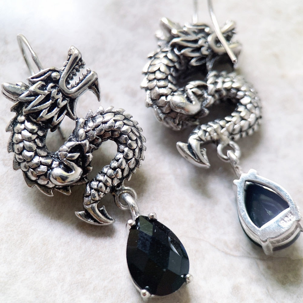 Drop Earring Chinese Dragon Europe Ethnic Fine Jewerly For Women Men Gift In 925 Sterling Silver
