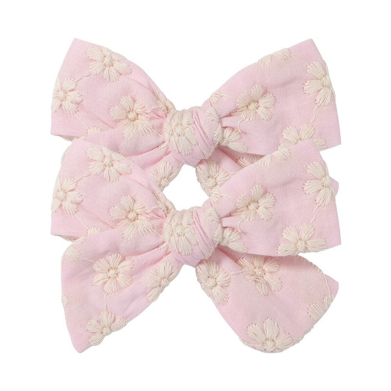 2Pcs Pastoral Vintage Floral Print Bowknot Hair Clips for Kids Baby Girls Cute Alligator Hairpins Barrettes Headwear