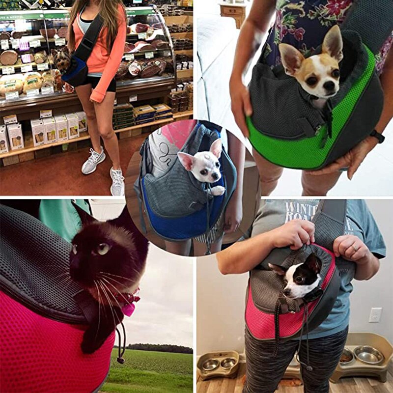 Dog Puppy Carrier Shoulder Bag Outdoor Travel Small Dog Carrier Pouch Oxford Mesh Breathable Comfort Sling Handbag Pet Carriers