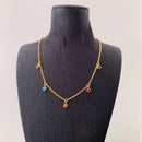 Colourful Stones Golden Necklace Link Chain Fine Jewelry Europe 925 Stering Silver 2022 Brand New Bohemia Gift For Women