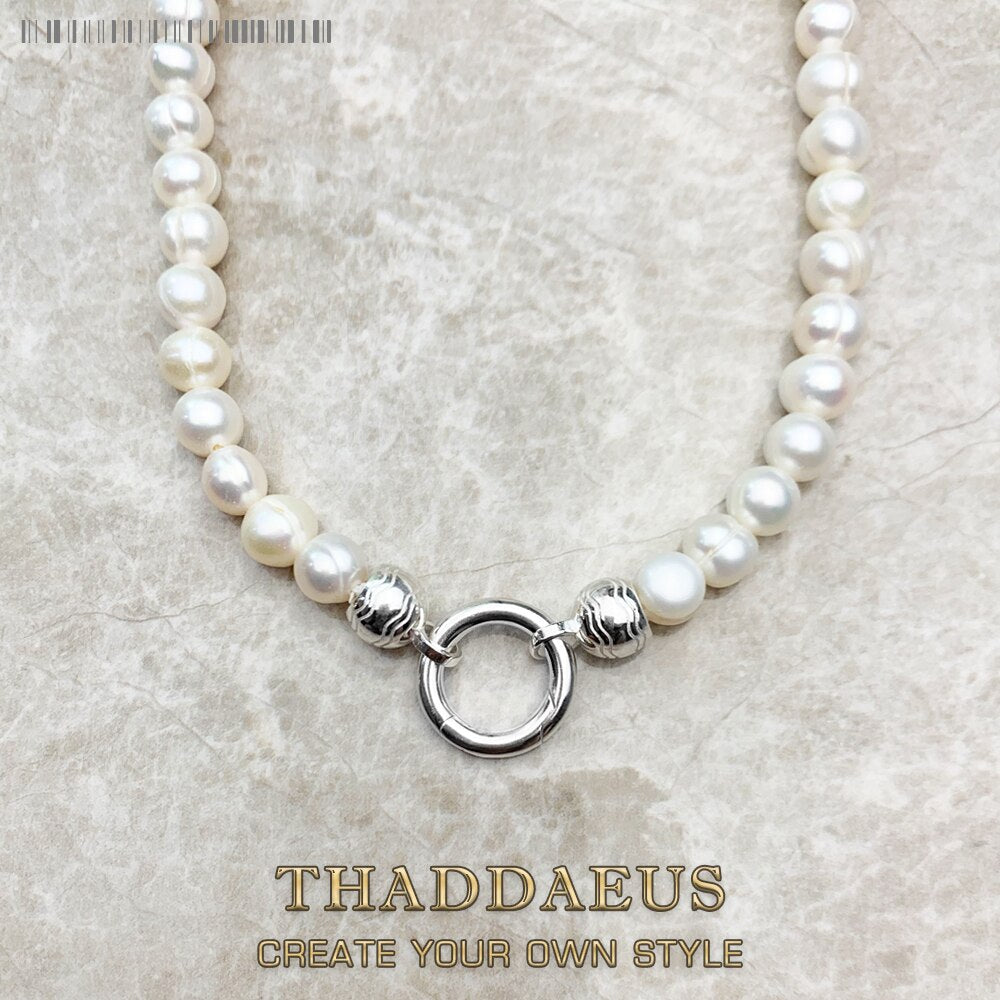 Strand Necklace Real Freshwater Pearl Brand New 925 Sterling Silver Fashion Jewelry Europe Style Glam Gift For Women Friend