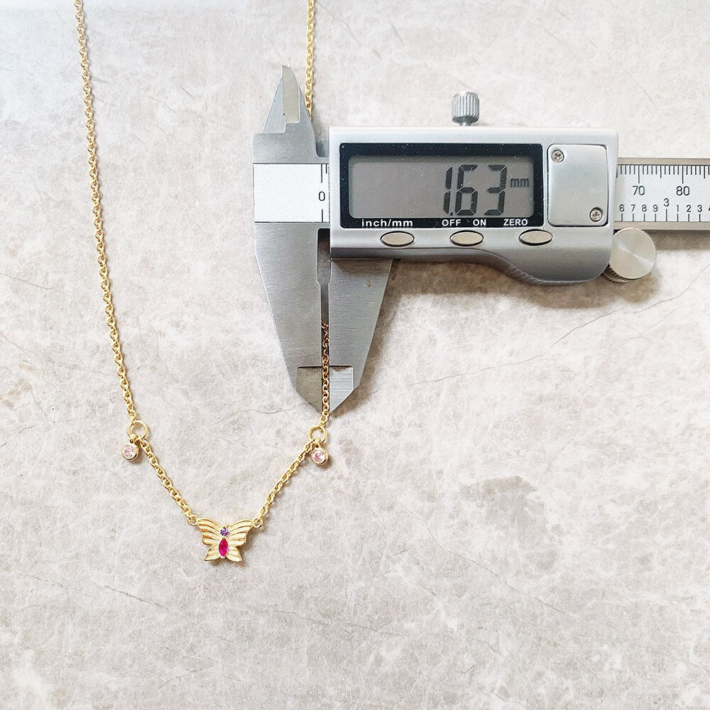 Butterfly Gold Necklace Link Chain Fine Jewelry Europe 925 Stering Silver 2022 Brand New Vintage Gift For Women