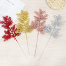 5Pcs Glitter Gold Leaves Xmas Tree Hanging Ornament Flower Artificial Plants Pine Branches Christmas Decoration for Home Navidad